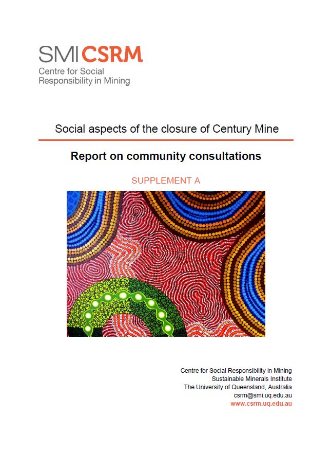 Social aspects of the closure of Century Mine: report on community consultations